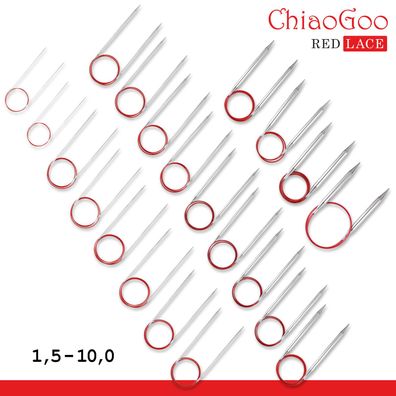 ChiaoGoo Red Lace Rundstricknadeln 40cm Edelstahl hochwertig rostfrei 21 Größen