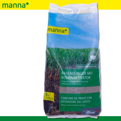 MANNA 5 kg Rasendünger mit Bodenaktivator Rasen Regeneration Spielrasen