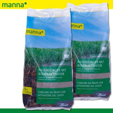 MANNA 2 x 5 kg Rasendünger mit Bodenaktivator Rasen Regeneration Spielrasen
