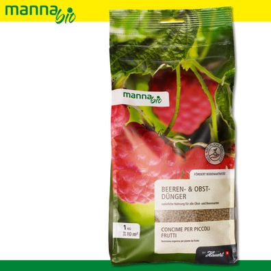 MANNA 1 kg Bio Beeren- und Obstdünger Langzeitdünger Erdbeeren Himbeeren