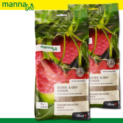 MANNA 2 x 1 kg Bio Beeren- und Obstdünger Langzeitdünger Erdbeeren Himbeeren