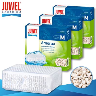 Juwel 3 x Amorax Ammoniumentferner M Aquarium Filtermedien Schwamm Watte Flies