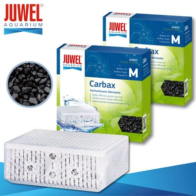 Juwel 2 x Carbax Hochwirksame Aktivkohle M Aquarium Filtermedien Schwamm Flies