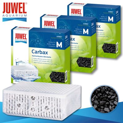Juwel 3 x Carbax Hochwirksame Aktivkohle M Aquarium Filtermedien Schwamm Flies