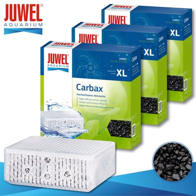 Juwel 3 x Carbax Hochwirksame Aktivkohle XL Aquarium Filtermedien Schwamm Flies