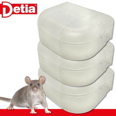 Detia 3x Trap-Box Maus Köderstation für Monitoring oder Bekämpfung mit Schlüssel