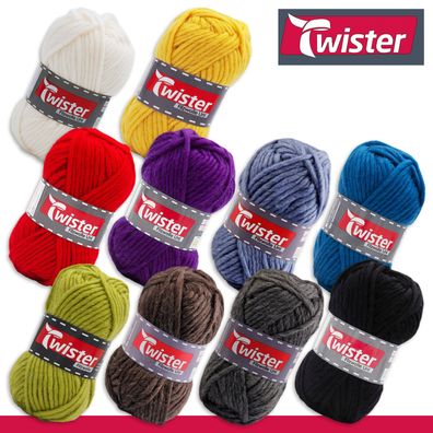 Twister 3 x 50 g Filzwolle Uni Wintergarn Stricken Häkeln Filzen Wolle 10 Farben