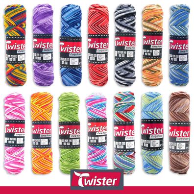 Twister 3 x 50 g Curly 8-fach Color Stricken Häkeln Garn Baumwolle 14 Farben