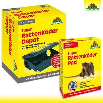 Neudorff Sugan 200 g RattenKöder Pad + Neudorff Sugan® RattenKöder Depot