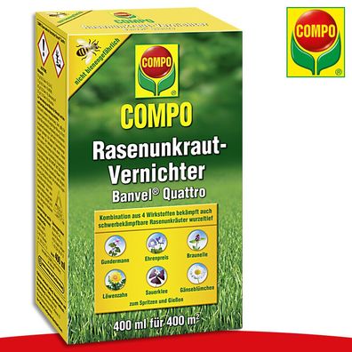COMPO 400 ml Rasenunkraut Vernichter Banvel® Quattro Gundermann Löwenzahn