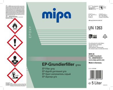 EP Grundierfiller 5 Liter hellgrau ca. RAL 7032 Mipa Autolacke Féller 227550000