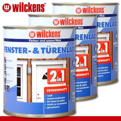 Wilckens 3 x 750 ml Türen & Fensterlack 2in1 seidenmatt Lackfarbe Sprühlack