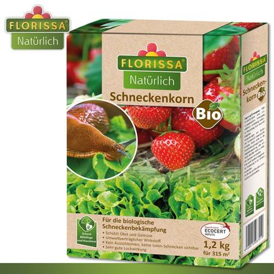 Florissa 1,2 kg Schneckenkorn Bio Natürliches Ködergranulat gegen Nacktschnecken