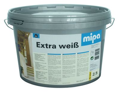 Mipa EXTRA-WEISS top weiße Innen Dispersionsfarbe Wandfarbe lösemittelfrei 2,5L