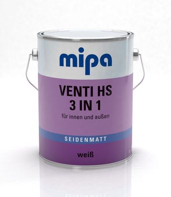 Mipa Venti HS 3in1 - Alkydharzlack, seidenmatt/ 2,5L, feuchtigkeitsregulierender