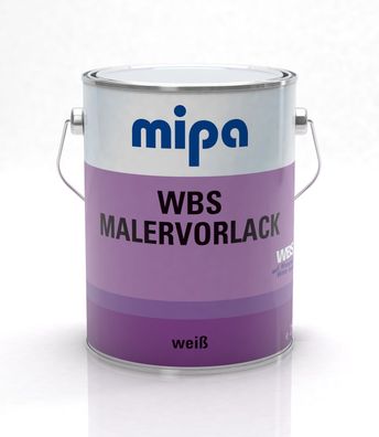 Mipa WBS Malervorlack, seidenmatt/ 2,5L, weiß, gut deckend, Holz, Metall