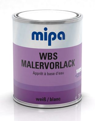Mipa WBS Malervorlack, seidenmatt/ 750ml, weiß, gut deckend, Holz, Metall