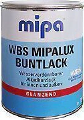 Mipa WBS Mipalux Weißlack - Alkydharzlack, glänzend/ 2,5L, weiß, Wasserbasis