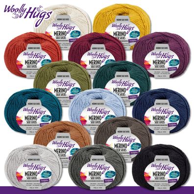 Woolly Hugs 100 g Merino Silk Socks Sockenwolle Sockengarn Strümpfe 15 Farben