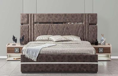 Bett 2x Nachttische 3 tlg. Schlafzimmer Sets Design Modern Luxus Betten