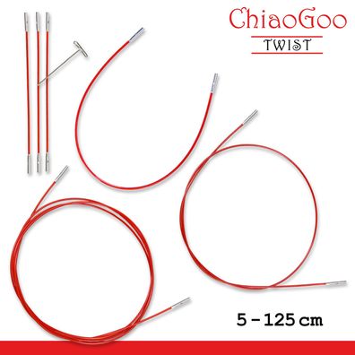 ChiaoGoo Twist Red austauschbare Seile für Nadelspitzen 5 - 125 cm in 3 Größen