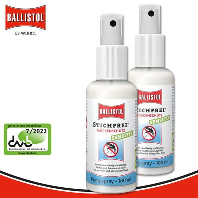Ballistol 2 x 100 ml Stichfrei Mückenschutz Sensitiv gegen Mücken Bremsen Zecken