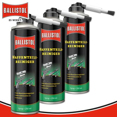 Ballistol 3 x 250 ml Waffenteile-Reiniger mit Aufsteckpinsel Materialschonend