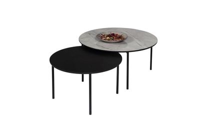 Kaffeetisch Gruppe Couchtisch Beisteltisch Schwarz Set Tisch Holz 2tlg