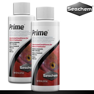 Seachem 2x 100 ml Prime Wasseraufbereiter Chlor Chloramin Ammoniak Nitrit Nitrat