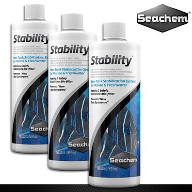 Seachem 3 x 500 ml Stability Stabilisierung Neues Aquariensyndrom Fischsterben