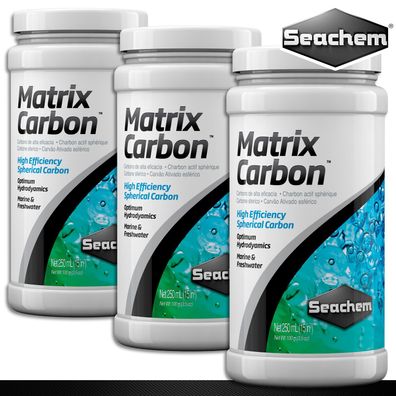 Seachem 3 x 250 ml MatrixCarbon Aktivkohle Hohe Entfernungskapazität Filter