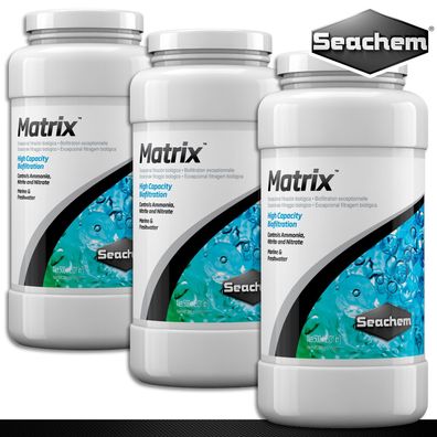 Seachem 3x 500 ml Matrix Bio-Filter Ammoniak Nitrit Nitrat 700 m²/ l Oberfläche