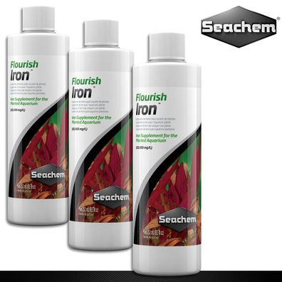 Seachem 3x250ml Flourish Iron Eisengluconatzusatz für Aquarienpflanzen Blattgrün