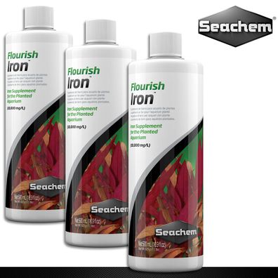Seachem 3x500ml Flourish Iron Eisengluconatzusatz für Aquarienpflanzen Blattgrün