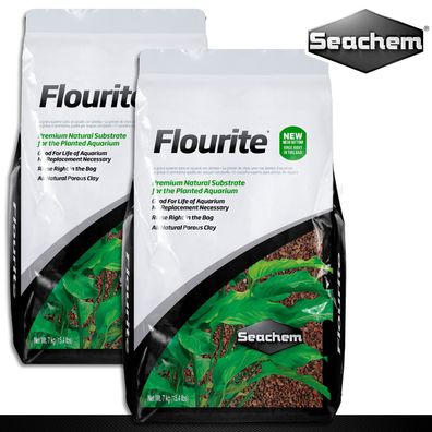 Seachem 2 x 7 kg Flourite Bodengrund aus Ton Ø 4-8 mm Aquarium-Kies Süßwasser