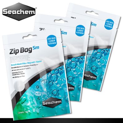 Seachem 3 Stück Zip Bag Small Kleinmaschiger Filterbeutel für kleine Medien