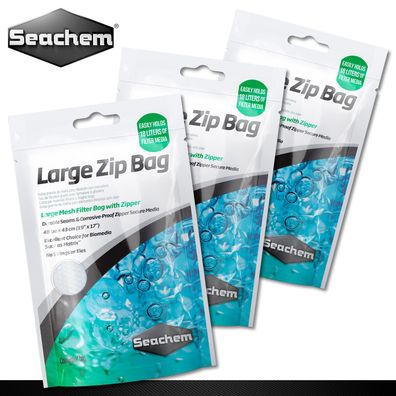 Seachem 3 Stück Zip Bag Large Großmaschiger Filterbeutel für Filtermedien