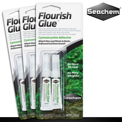 Seachem 3 x 8 g (2 x 4 g) Flourish Glue Cyanacrylat-Klebstoff Pflanzen-Kleber
