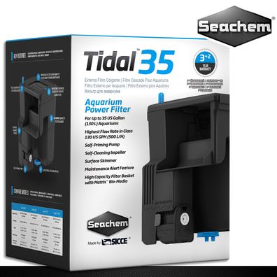 Seachem 1 Stück Tidal Filter 35 bis zu 130 l Wasser Kastenfilter für Außen