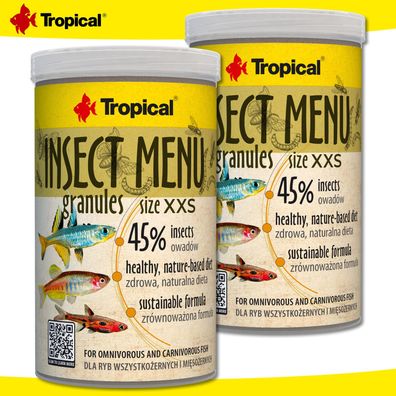Tropical 2x 1000ml Insect Menu Granules XXS für alles- & fleischfressende Fische