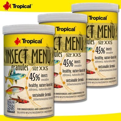 Tropical 3x 1000ml Insect Menu Granules XXS für alles- & fleischfressende Fische