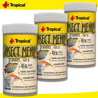 Tropical 3x 100 ml Insect Menu Granules S für alles- und fleischfressende Fische
