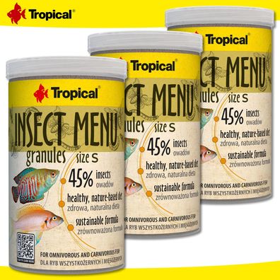 Tropical 3 x 1000 ml Insect Menu Granules S für alles- & fleischfressende Fische