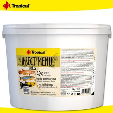 Tropical 11 l Insect Menu Flakes für alles- und fleischfressende Fische