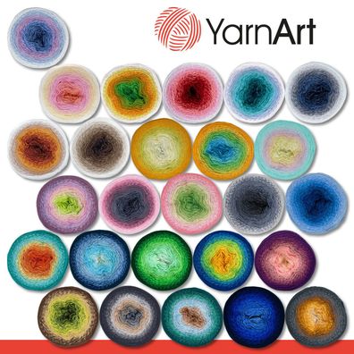 YarnArt 250 g = 1000 m Rosegarden Bobbel Farbverlaufsgarn Wolle 26 Farben