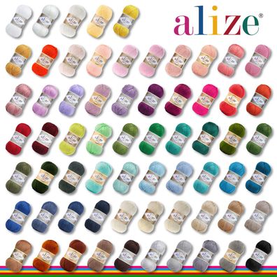 Alize 100 g Diva Wolle Garn Silk-Effekt Weich Häkeln Stricken 65 Farben