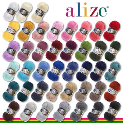 Alize 100 g Burcum Klasik Klassik Wolle 100% Acryl Häkeln Stricken 42 Farben
