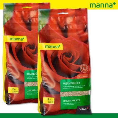 MANNA 2 x 2 kg Rosendünger NPK Langzeitdünger für prachtvolle Blüten
