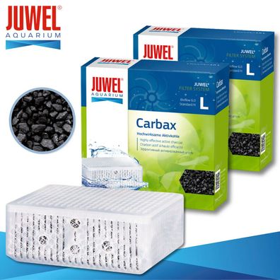 Juwel 2 x Carbax Hochwirksame Aktivkohle L Aquarium Filtermedien Schwamm Flies