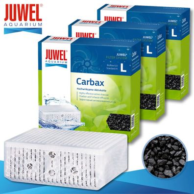 Juwel 3 x Carbax Hochwirksame Aktivkohle L Aquarium Filtermedien Schwamm Flies